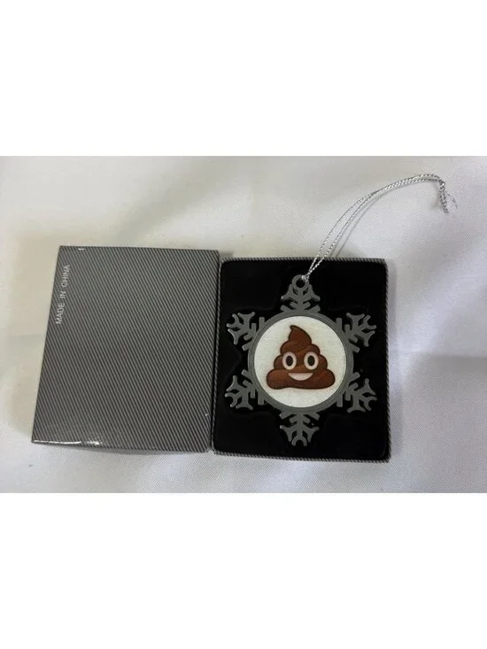 Christmas Tree Decoration Poop Emoji Snowflake Ornament XMAS Tree Poop Face NIB‎