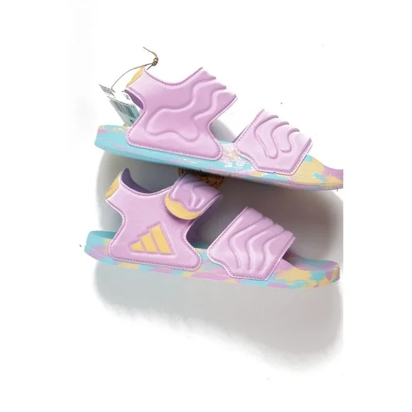 Adidas Adilette Sandal 2 K Bliss Lilac Orange Tint Flash Aqua Size 5 NEW