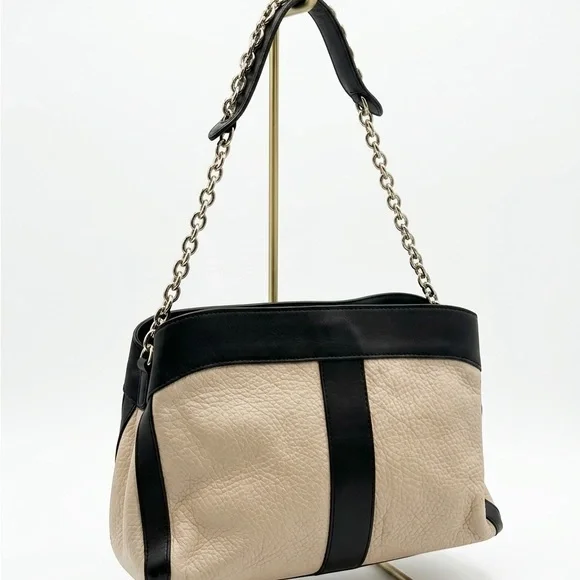 See By Chloe Leather Shoulder Bag in Cream and Black