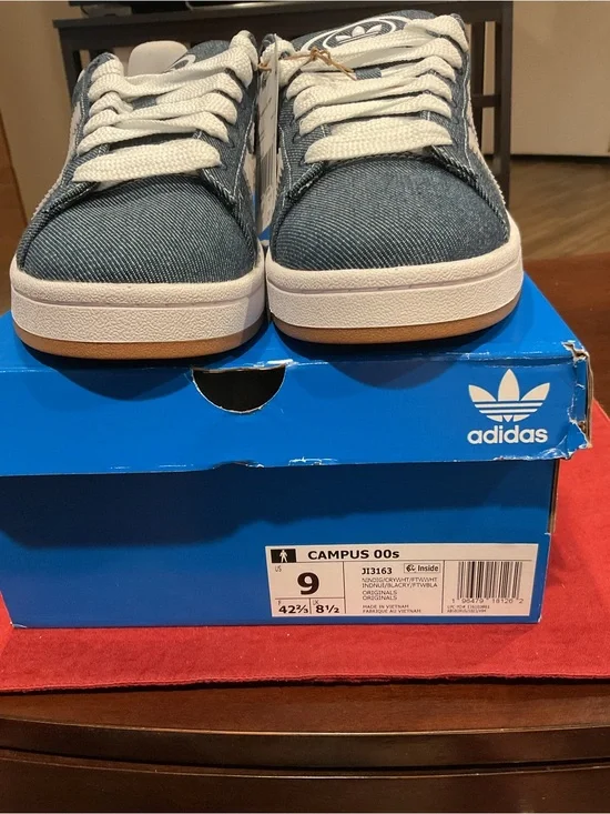 adidas Denim Blue Low-Top Sneakers with White Laces