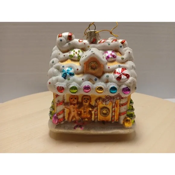 Ameri Christmas Glass Gingerbread House Christmas Ornament