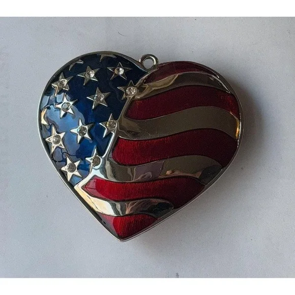 Lenox Heart of America Silver Plated Ornament Double Sided Crystals 3