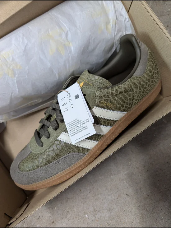 Adidas Samba Olive Green Snakeskin New In Box Gum Sole Sz Men's 12US