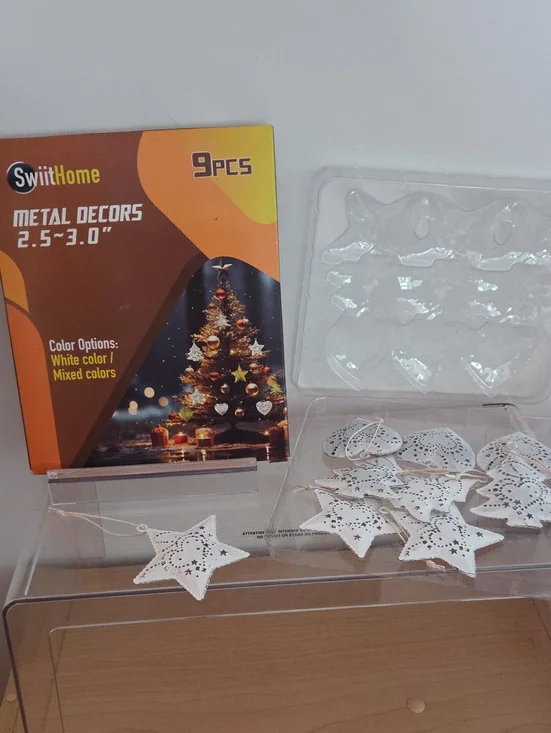White Metal Ornament Set - 9 pcs NIB