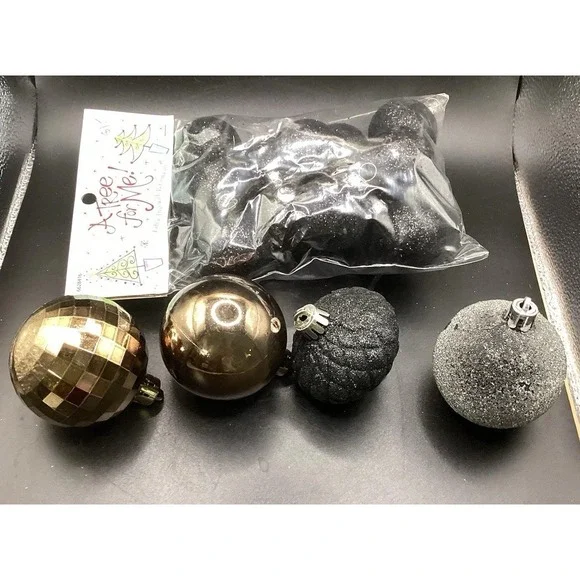 Lot Of 22 Black And‎ Bronze Christmas Ornaments 12 New In Package Holiday