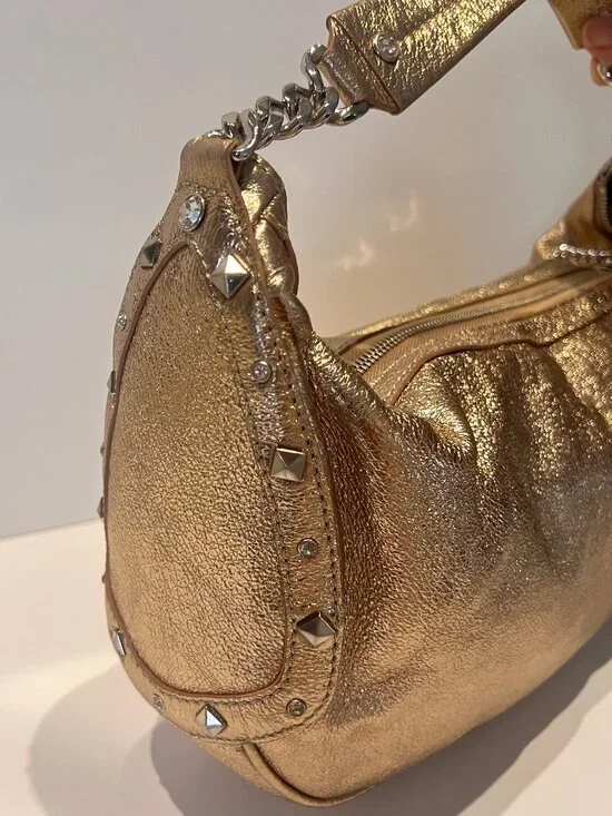 Juicy Couture Metallic Rose gold Leather Small Hobo Bag-Y2K-
