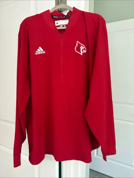 adidas Red Louisville Cardinals 1/4 Zip Pullover