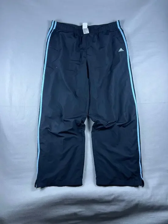 VTG Y2K Adidas Track Pants 3 Stripe Men XL Black Blue Streetwear Sporty UNC