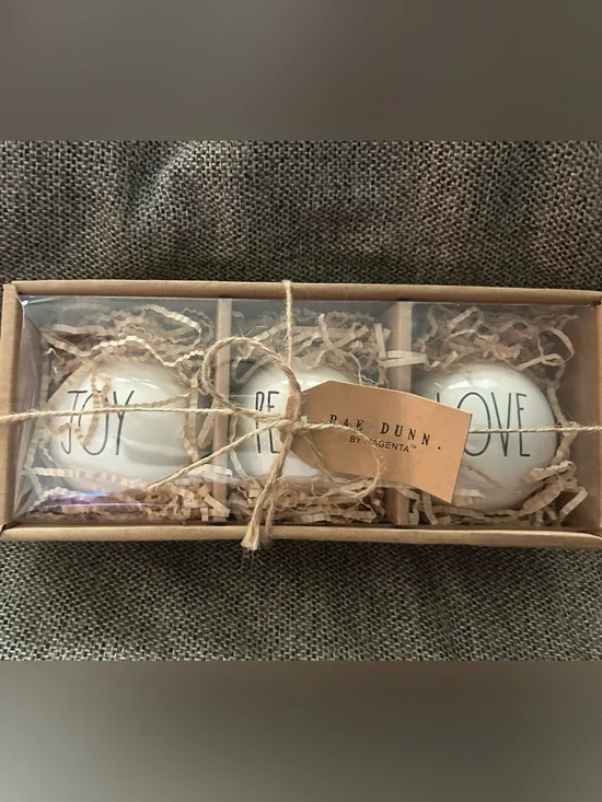 New Rae Dunn Christmas Ceramic Ornaments Joy Peace Love