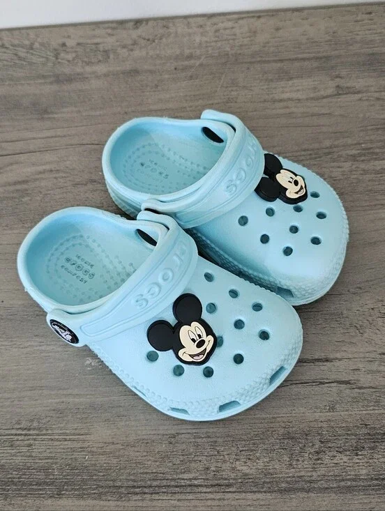 CROCS Blue Kids Clog Sandals Mickey Charm Baby Toddler C 5