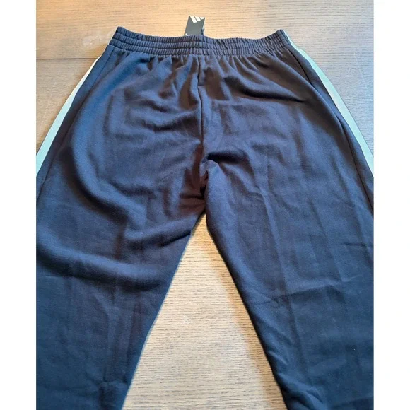 Adidas Mens 3-Stripes Fleece Pants Black White Track Joggers JY9022 L