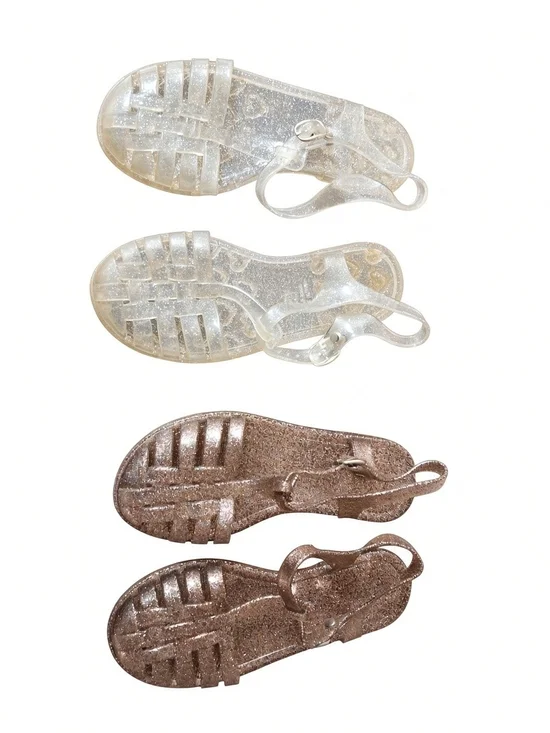 Old Navy Kids Glitter Jelly Sandals - Clear and Rose