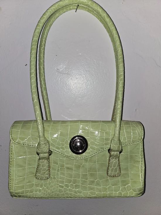 Vegan Leather Crocodile Print Shoulder Bag