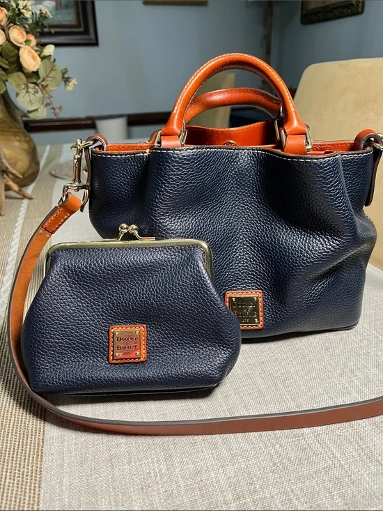 Dooney & Bourke Navy Leather  Mini Barlow with Kisslock Coin Purse