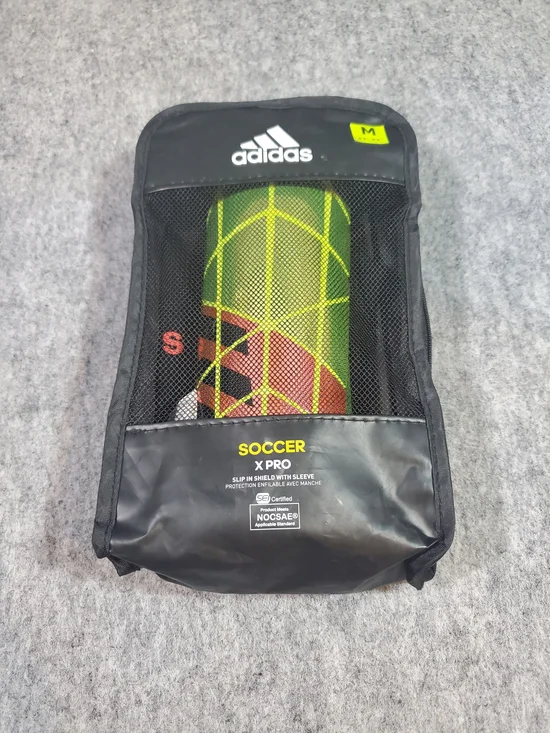 Adidas Soccer Shin Guards with Sleeves - Black with Neon Green/Yellow Size M New