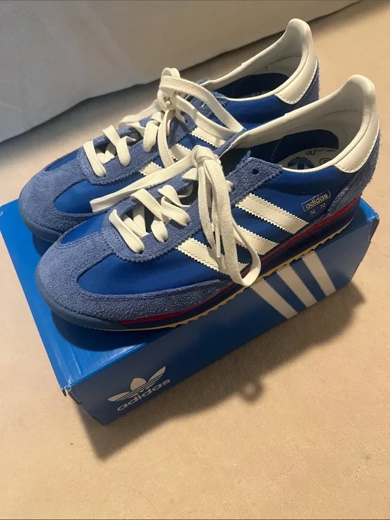 adidas SL 72 Men's Blue and White Retro Sneakers with Red Accent