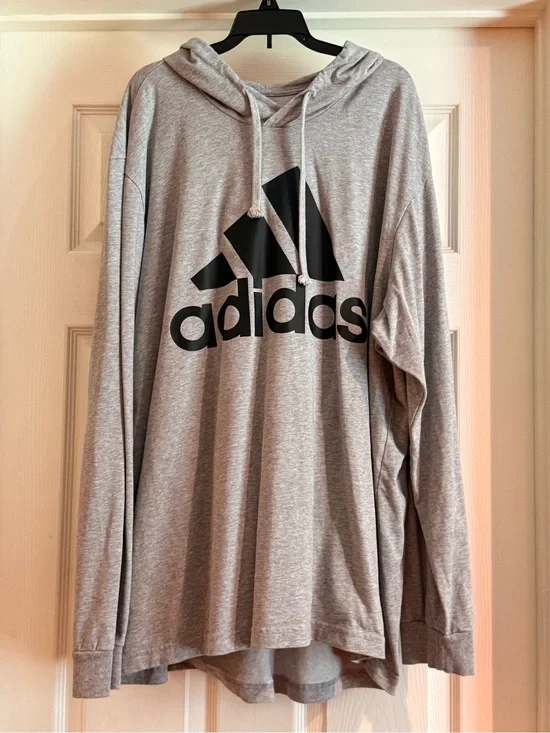 adidas 2XL Light Gray/Black Logo Pullover Hoodie