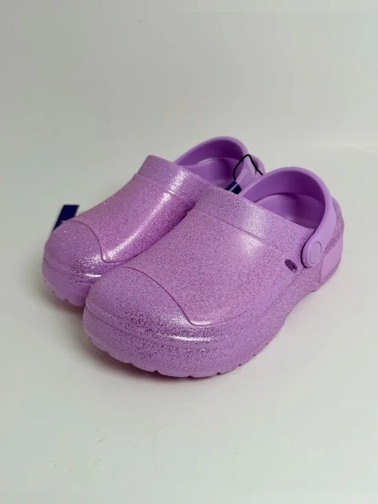 Girls Sparkle Lilac Slip-On Clog with Adjustable Heel Strap