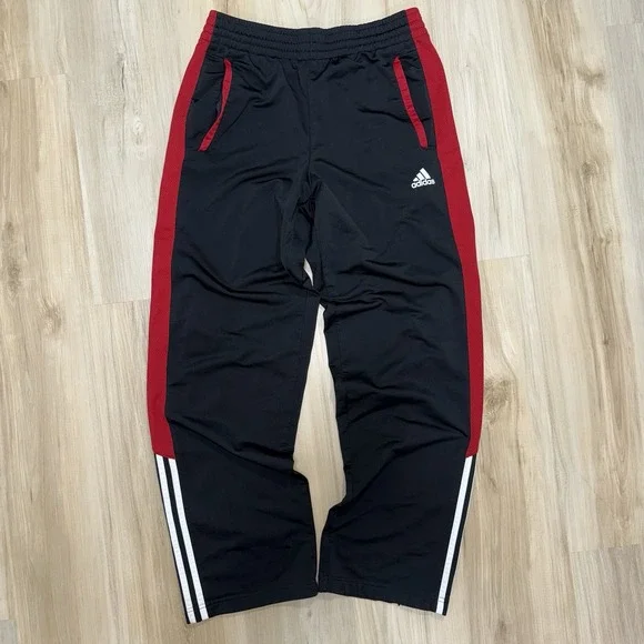 Adidas Vintage Y2K Track Pants Mens XL Black Three Stripe Joggers Activewear