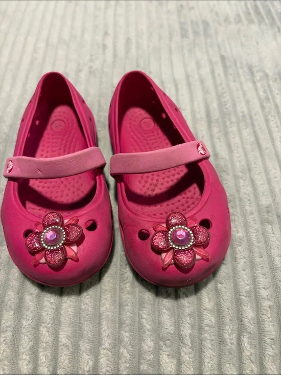 CROCS Kids Pink Floral Mary Jane Sandals