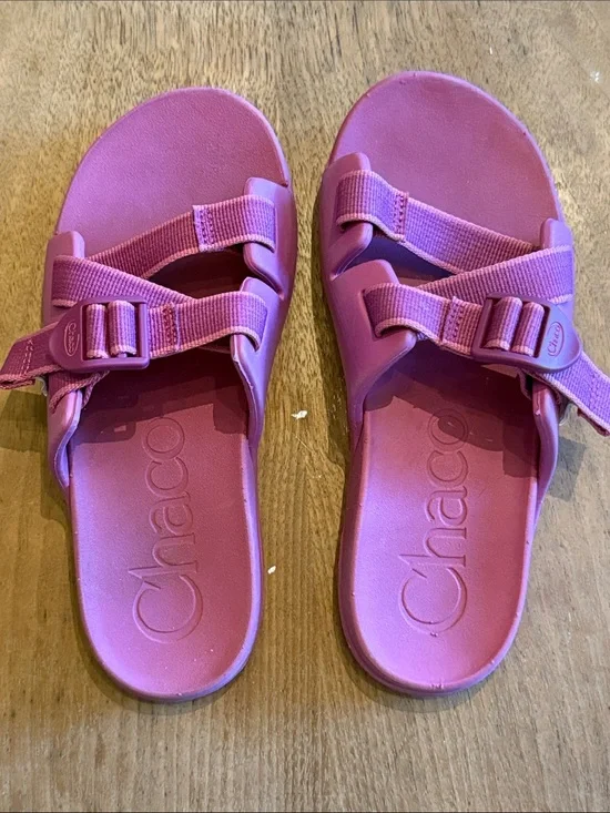 Chaco Chillos Kids Sz 3 Fuschia Adjustable Slide Sandals Beach Outdoors Summer