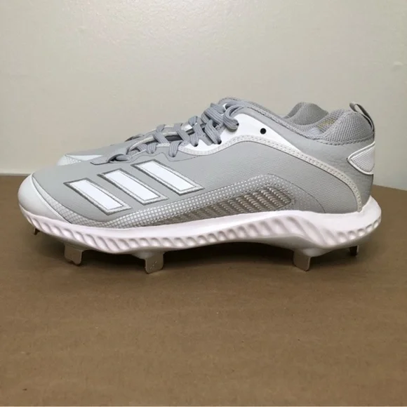 NWT Adidas Icon 6 Bounce Metal Baseball Cleats Grey White Mens 7.5 FV9353