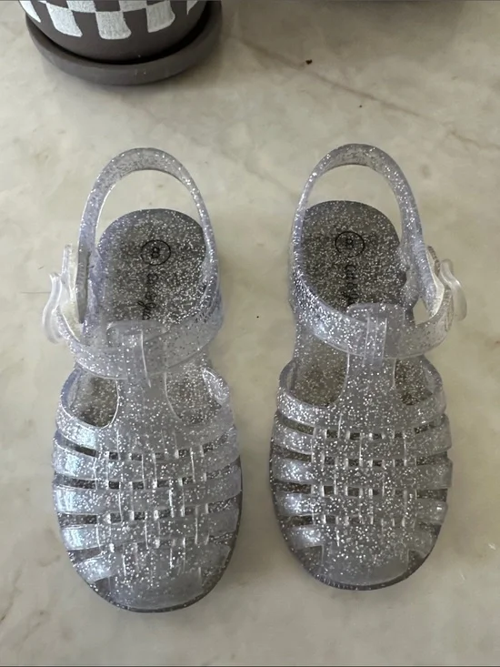 Cat & Jack Girls Silver Glitter Jelly Sandals