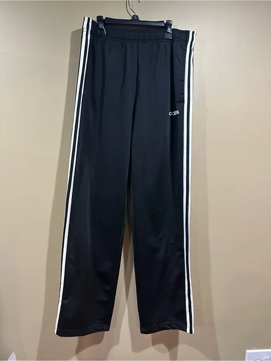 adidas Black Track Joggers with White Side Stripes