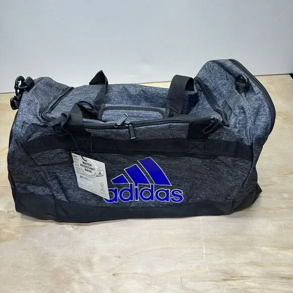 NEW adidas Defender IV Medium Duffel Bag Gray Black Blue 24