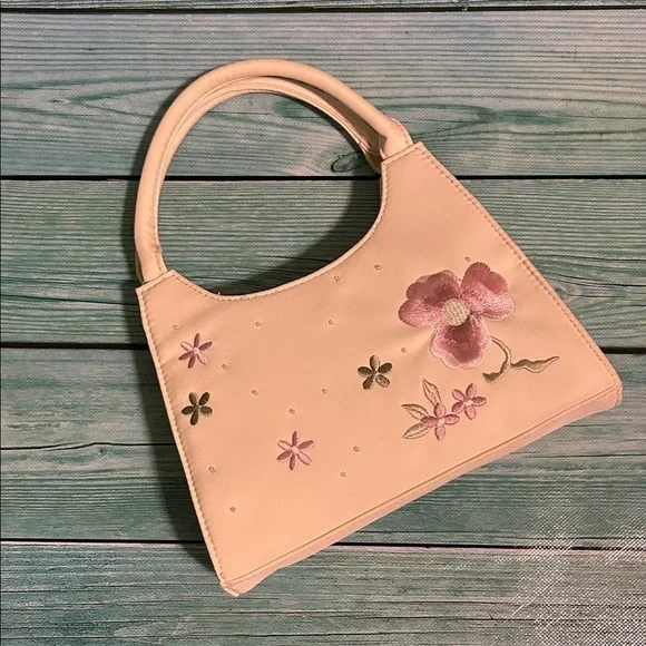 Liz Claiborne Pink Floral Embroidered Shoulder Bag