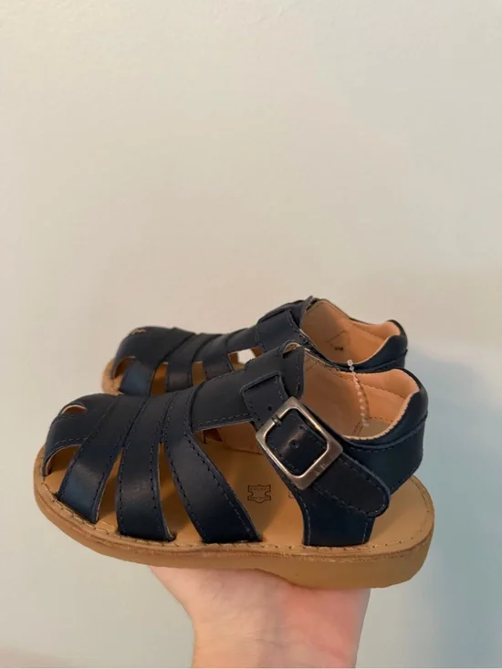 Kone Navy Leather Fisherman Sandals