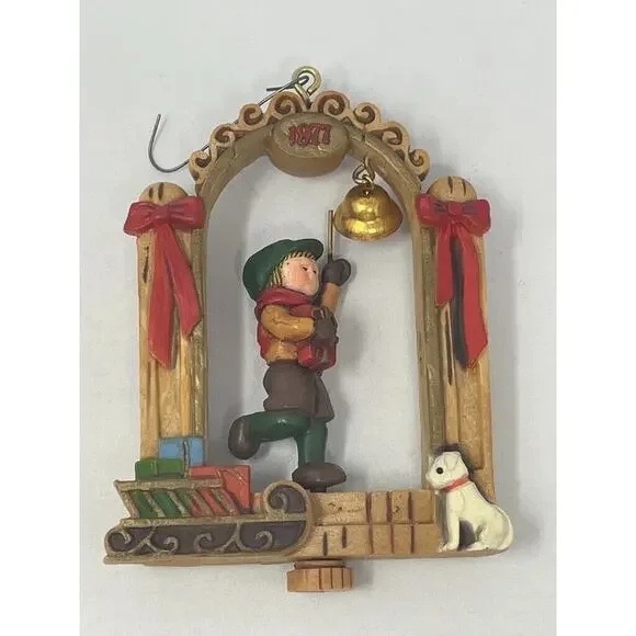 Vintage 1977 Hallmark Christmas‎ Ornament Nostalgia Twirl About Dog Bell Ringer