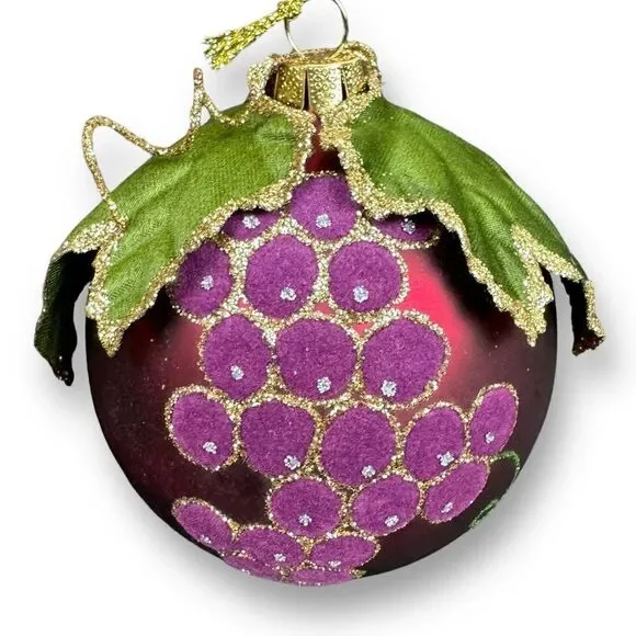 Christmas Ball‎ Ornament Holiday Decoration Purple Green Gold 3.5