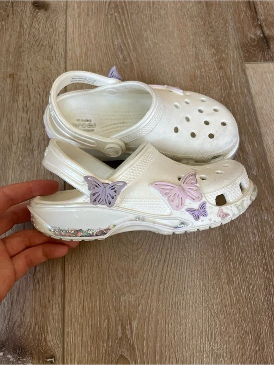 Kids Glitter Butterfly Crocs Girls