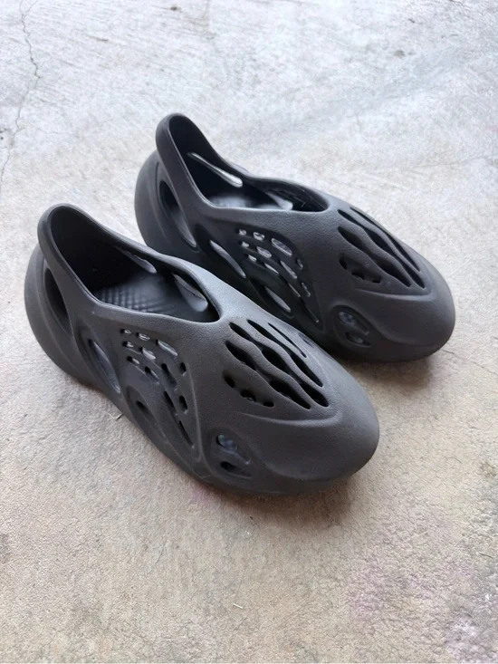 adidas Kids Black Slip-On Ventilated Foam Sandals