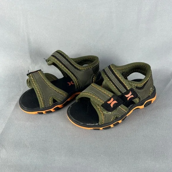 Hurley Loni Water Shoes Toddler's 7 Green Black Comfort Adjustable Hook & Loop