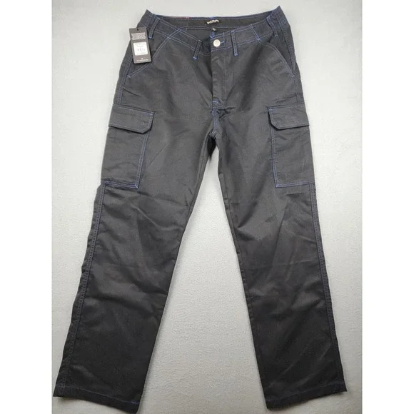 True Religion Cargo Pants Mens 34x31 Black Blue Stitch Canvas Utility Pockets