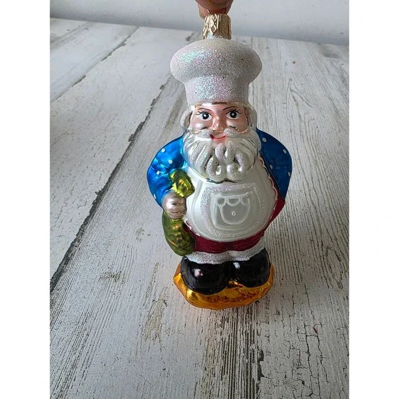 Glitter baking Santa Baker cook‎ ornament glass Xmas tree