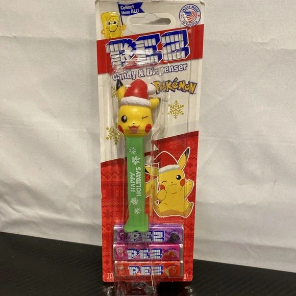 PEZ Pokemon Pikachu Christmas Holiday Dispenser w/ Candy New‎ Sealed