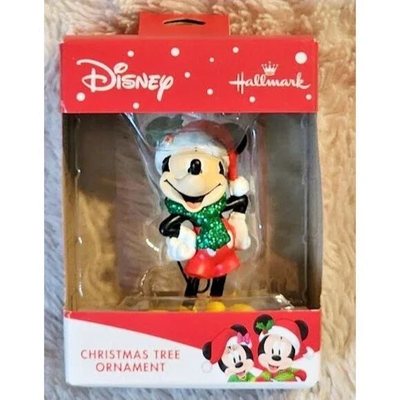 Hallmark Disney Mickey Mouse Green Scarf Santa Hat Christmas Tree Ornament 2020