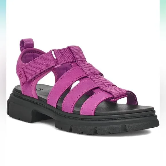 New UGG Ashton Multistrap Chunky Sandals Girls Size 2 (Youth) in Pink