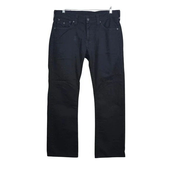 True Religion Ricky Jeans Y2K Mens 36 Black Flap Pocket Made in USA Denim