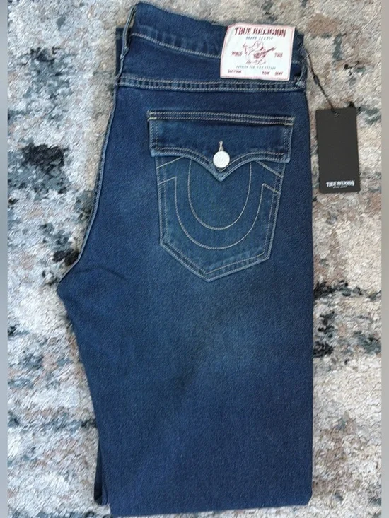 True Religion Ricky Relaxed Straight Jeans - Dark Woodland Blue