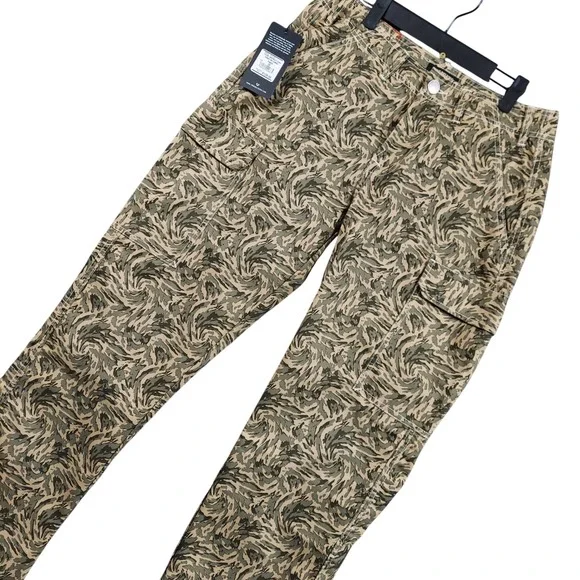 True Religion Cargo Pants Mens 30x32 Abstract Camo Green Swirl 701122 NEW