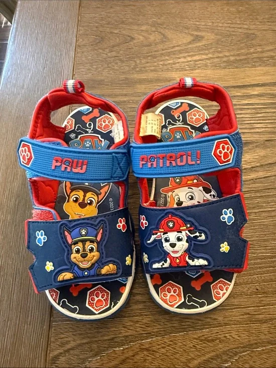 Paw Patrol Blue and Red Kids Light Up Sandals Size 9