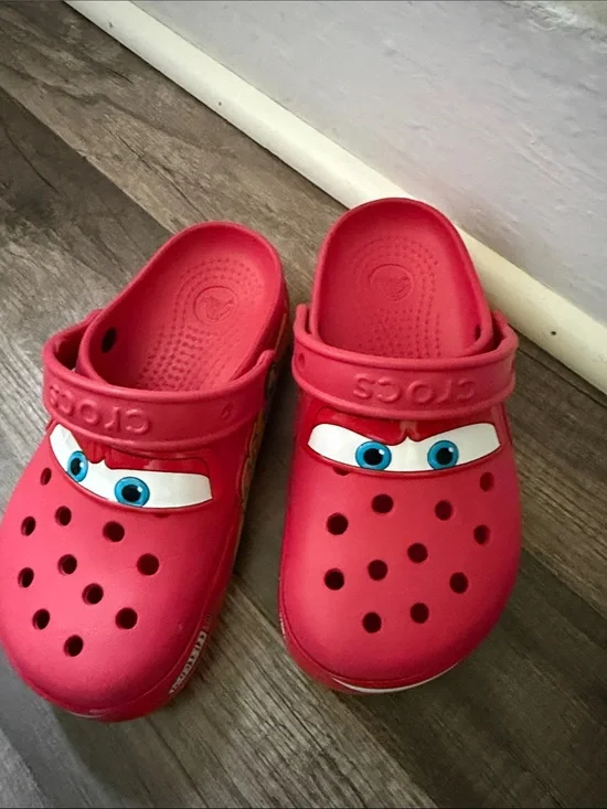 CROCS Kids Red Character Clog Sandals with Blue Eye Detail
