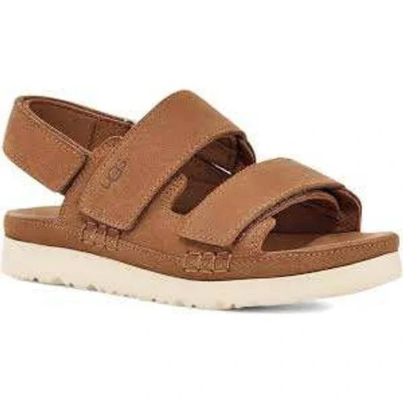 UGG‎ Goldenstar Heritage Sandal Kids Size 5 Brown Chestnut Suede Good 1136541K