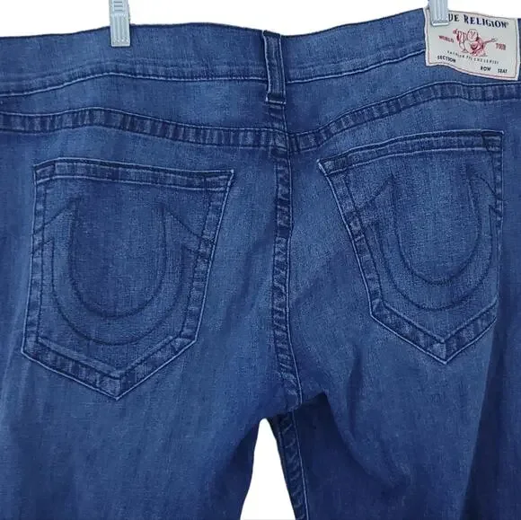 True Religion Ricky Relaxed Straight Jeans Size 40x32 Blue Jean Denim Men