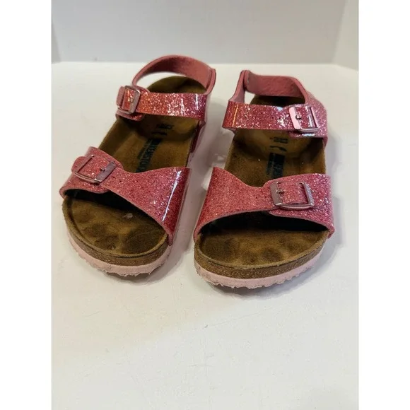 Birkenstock Rio Kids Pink Glitter Sandals EU 33 US 2-2.5 Ankle Strap Sandals