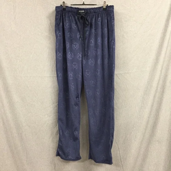 True Religion Mens Navy Blue Fleece Logo Sleepwear‎ Lounge Pants Medium NWT
